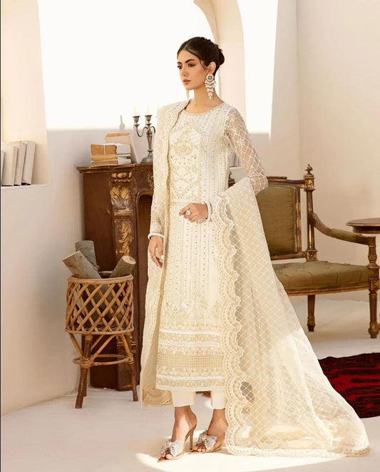 AKBAR ASLAM Soft Organza Fancy Embroidered 3-Pcs