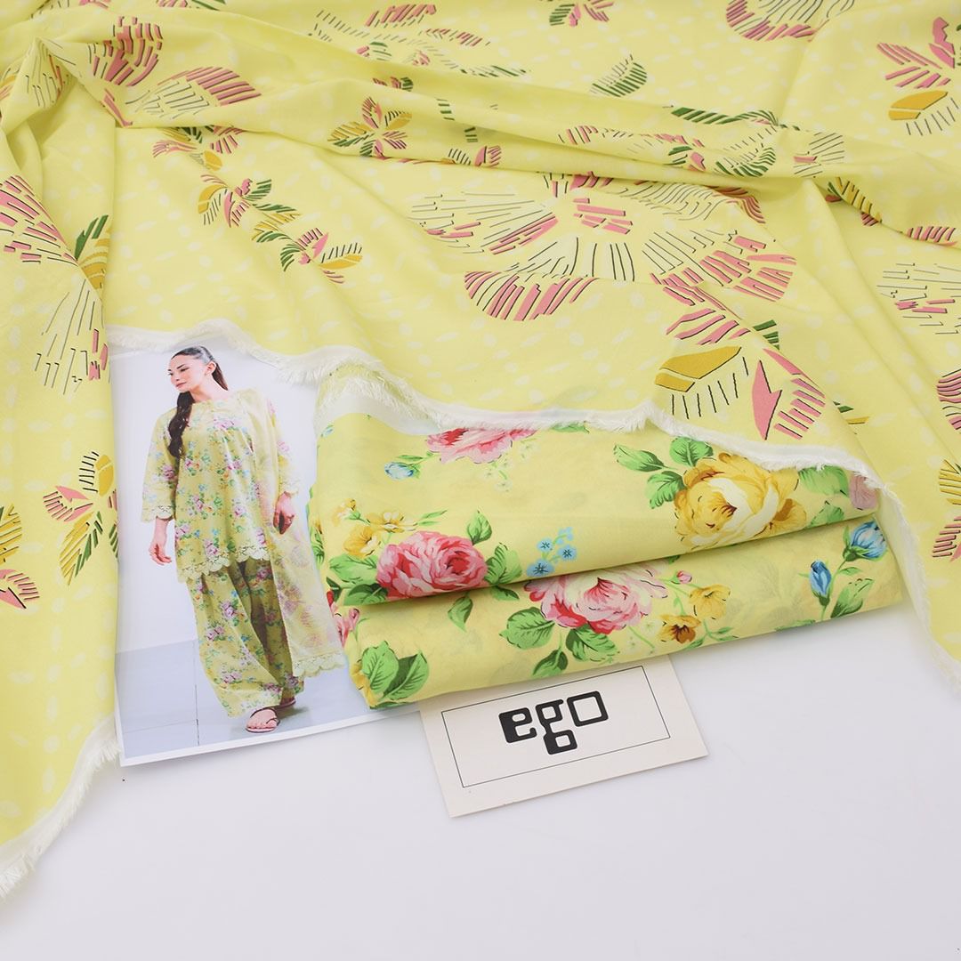 EGO Viscose Digital Printed 3-Pc Suit