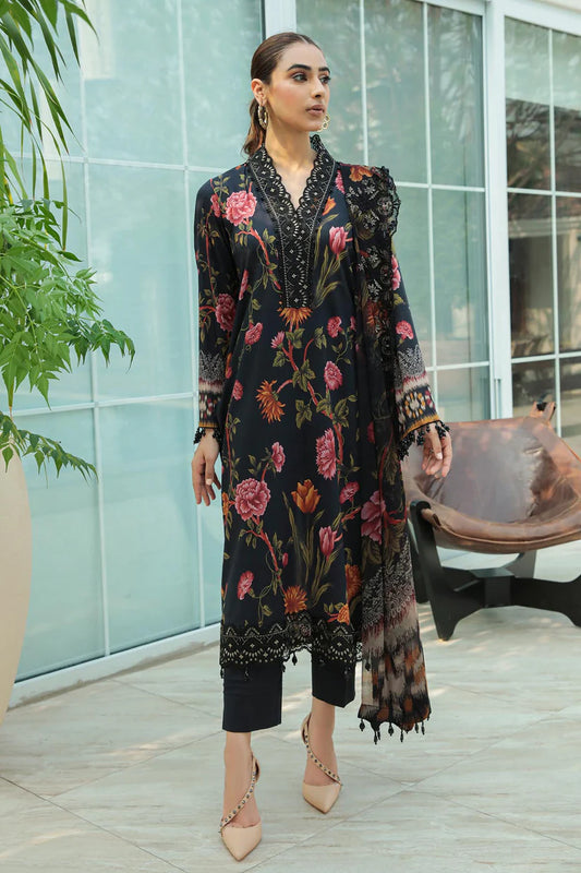 NUREH  Embroidered Dhanak 3-Pc Suit