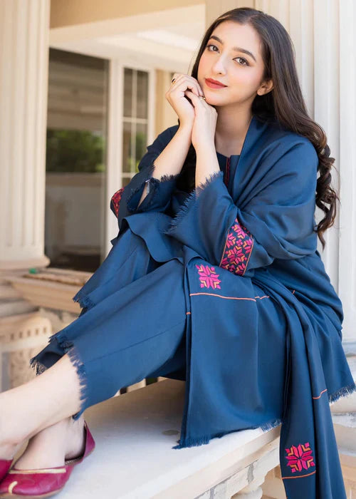 ASLING Embroidered Dhanak 3-Pc Suit
