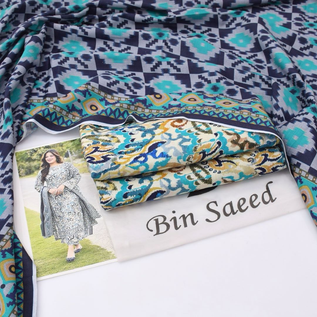 BIN SAEED Stylish Digital Khaddar 3-Pc Suit