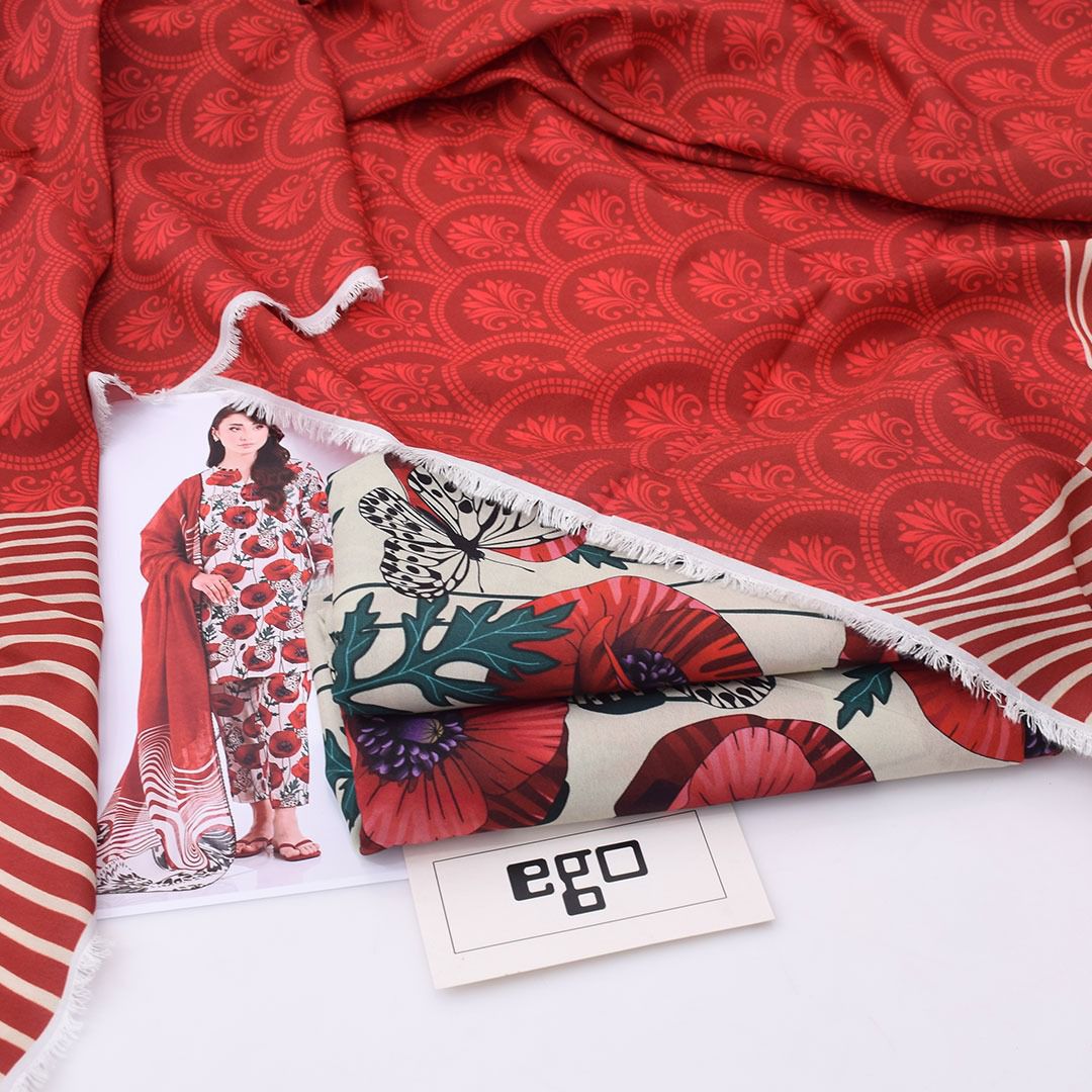 EGO Viscose Digital Printed 3-Pc Suit