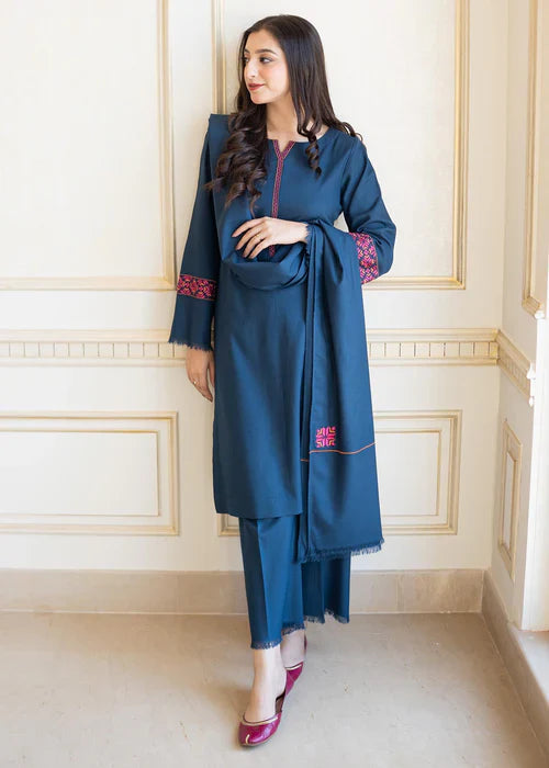 ASLING Embroidered Dhanak 3-Pc Suit