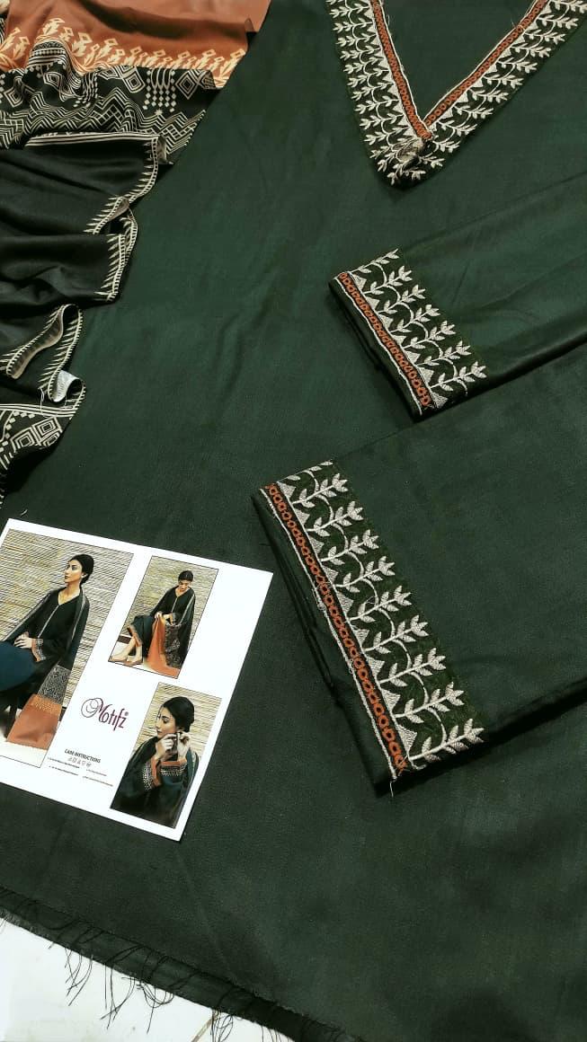 ASLING Embroidered Dhanak 3-Pc Suit