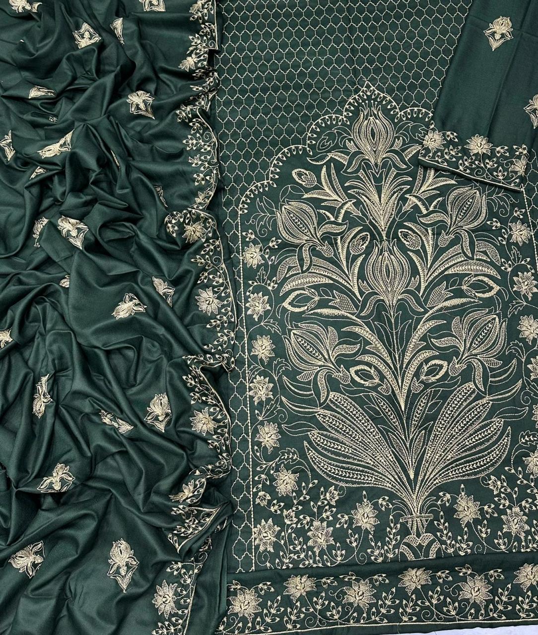 BAREEZE Luxury Embroidered Dhanak 3-Pcs