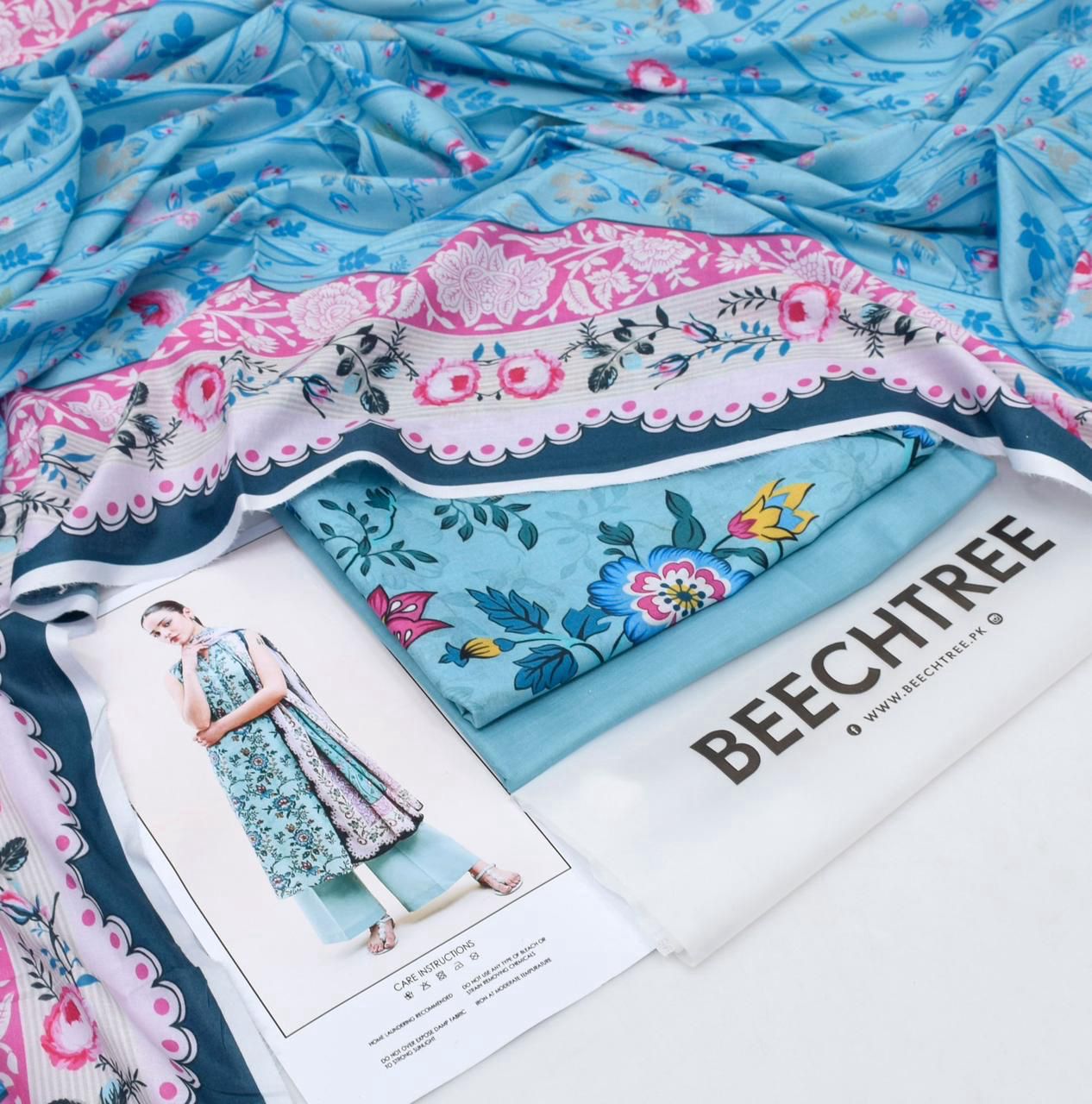 BEECHTREE Printed Lawn 3-Pcs Suit