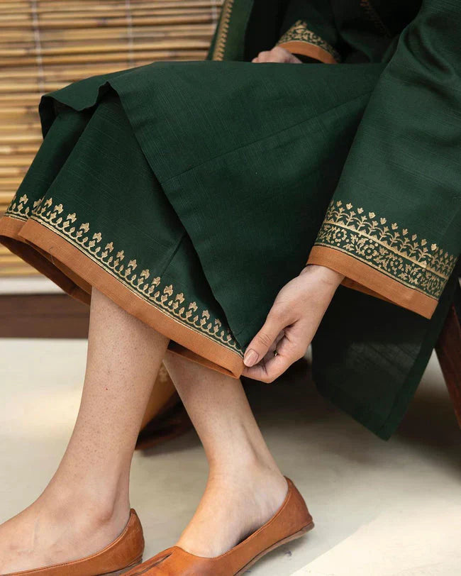 ASLING Embroidered Dhanak 3-Pc Suit