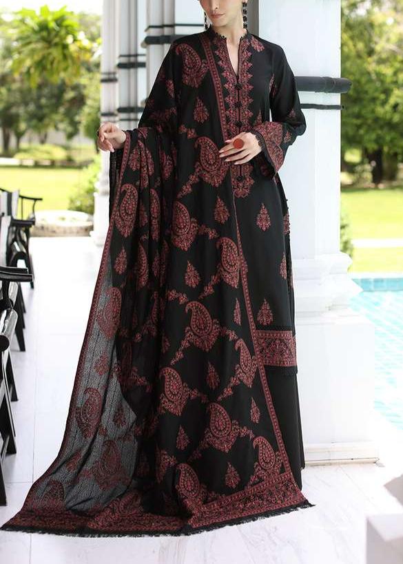 BREEZE Luxury Embroidered Dhanak 3-Pc Suit