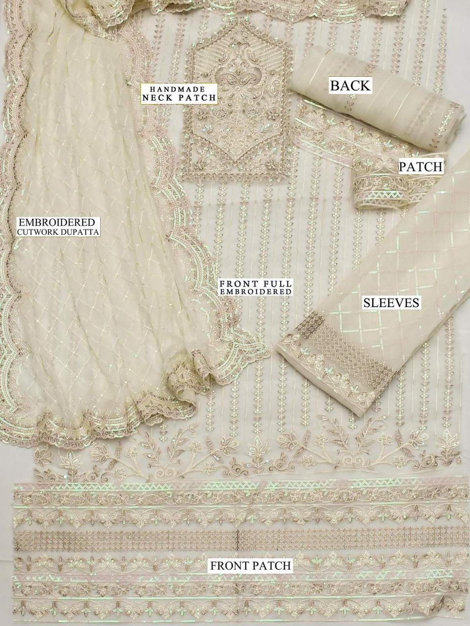 AKBAR ASLAM Soft Organza Fancy Embroidered 3-Pcs