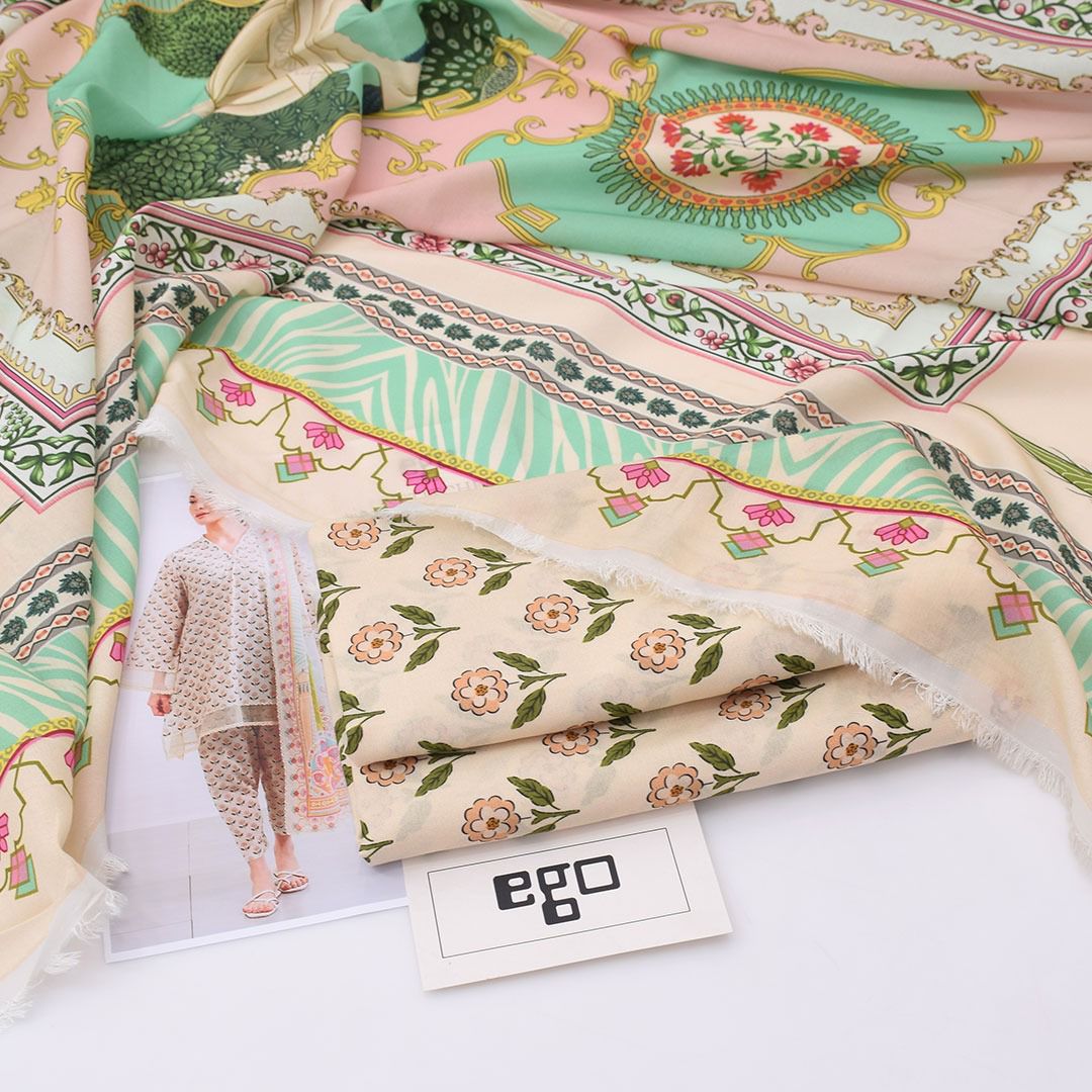 EGO Viscose Digital Printed 3-Pc Suit