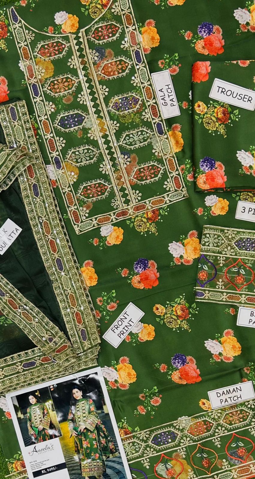 ANEELA Heavy Embroidered Silk  3-Pcs