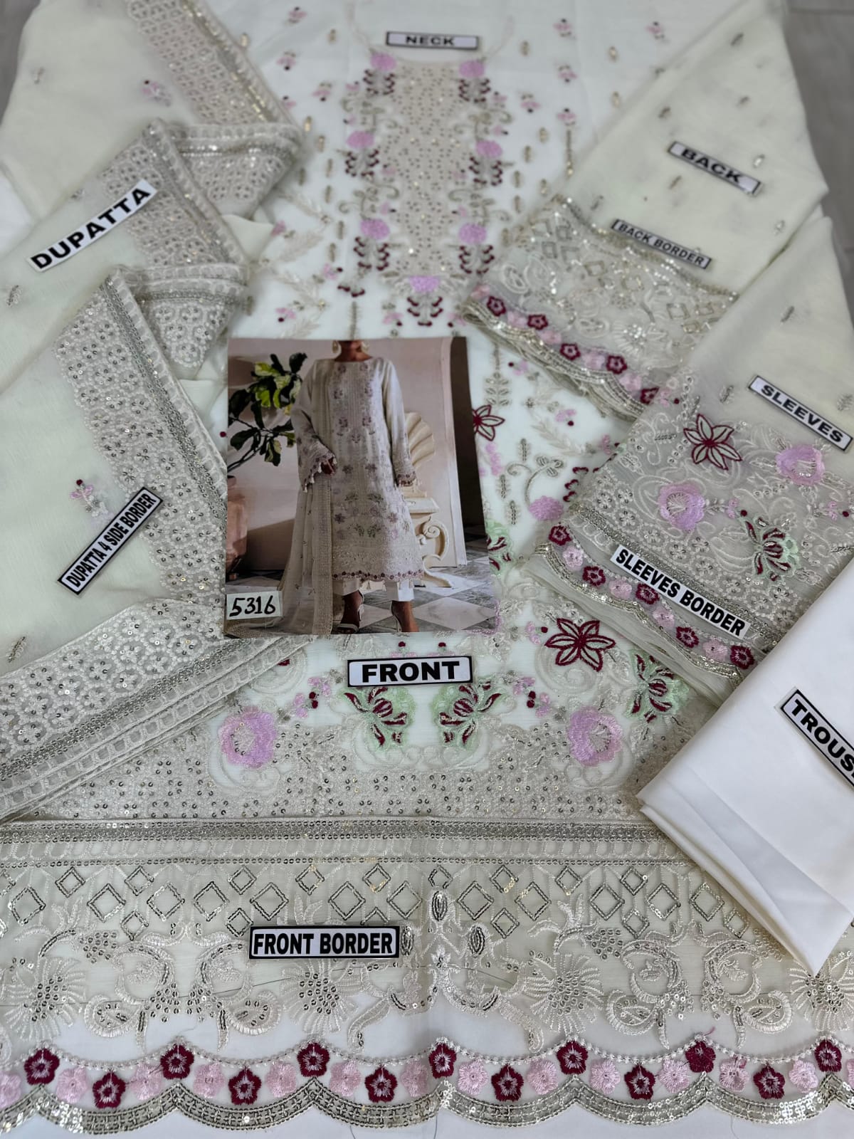 EMAN ADEEL Chiffon Heavy Embroidered 3-Pcs