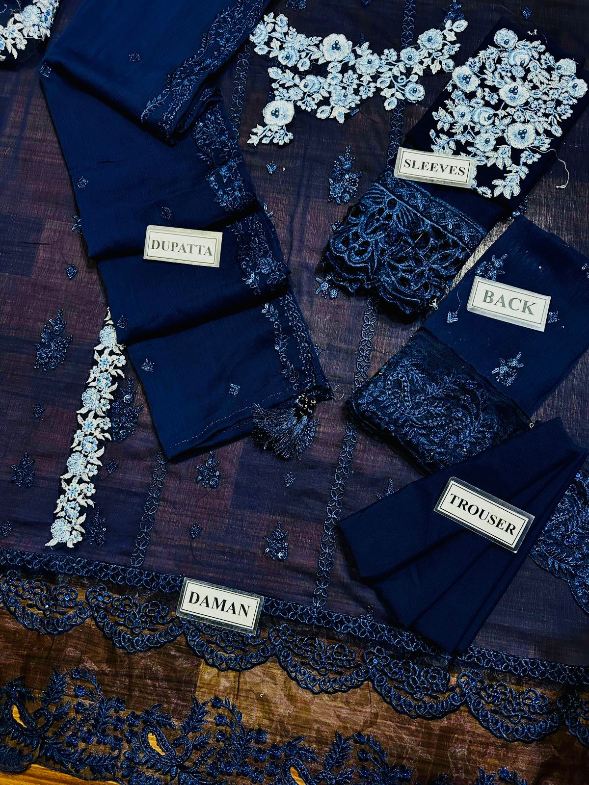 AZURE Heavy Embroidered 3-Pc Suit