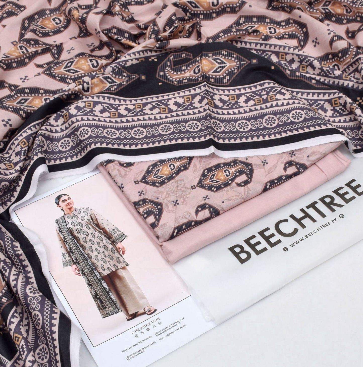 BEECHTREE Printed Lawn 3-Pcs  Suit