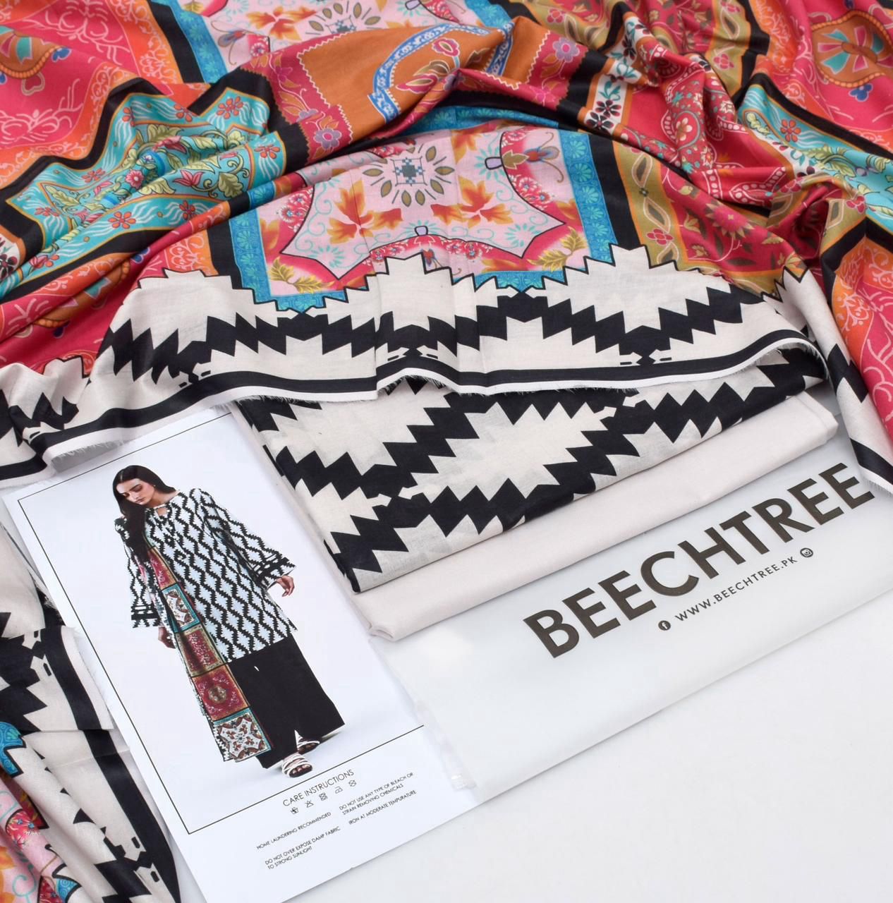 BEECHTREE Printed Lawn 3-Pcs  Suit