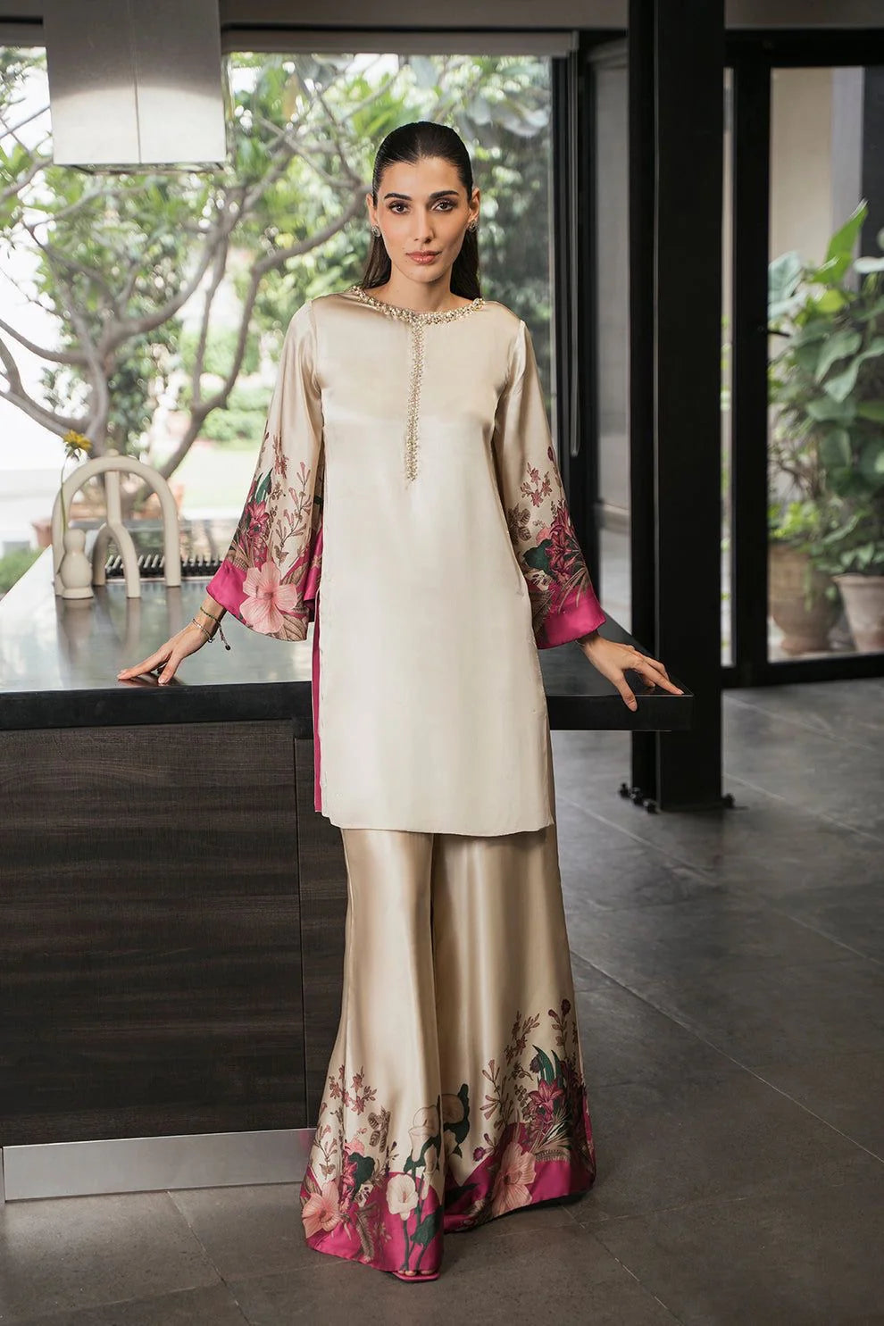 LULU SAR Silk Printed 3-Pc Suit