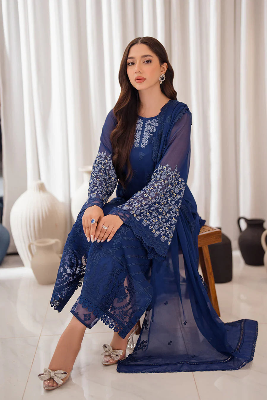 AZURE Festive Embroidered 3-Pcs Suit
