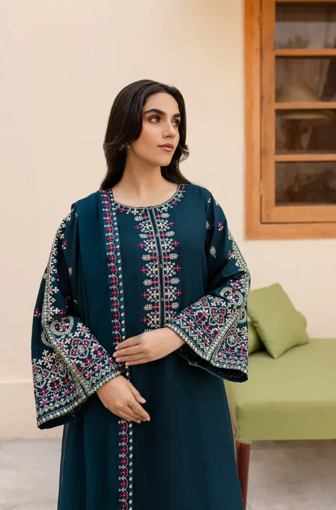 BATIK Embroidered Shirt with Chiffon Dupatta 3-Pcs