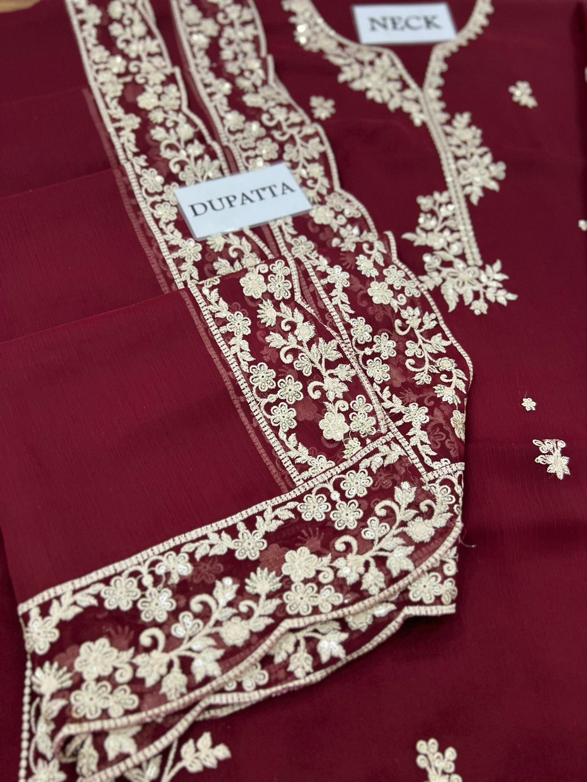 AZURE Chiffon Heavy Embroidered 3-Pcs