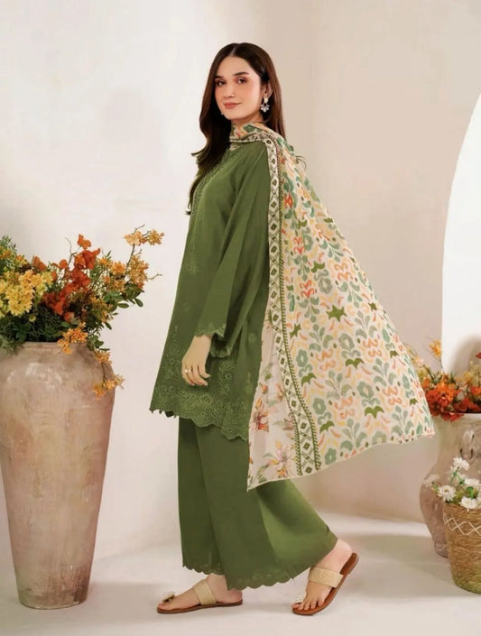 SAPPHIRE Embroidered Dhanak 3-Pc Suit