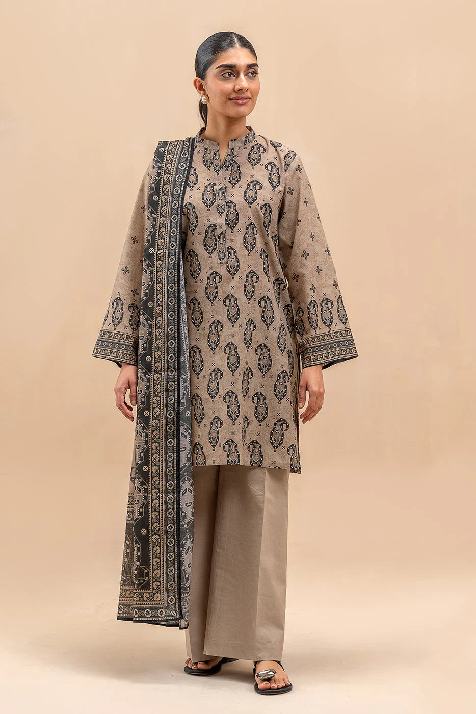 BEECHTREE Printed Lawn 3-Pcs  Suit