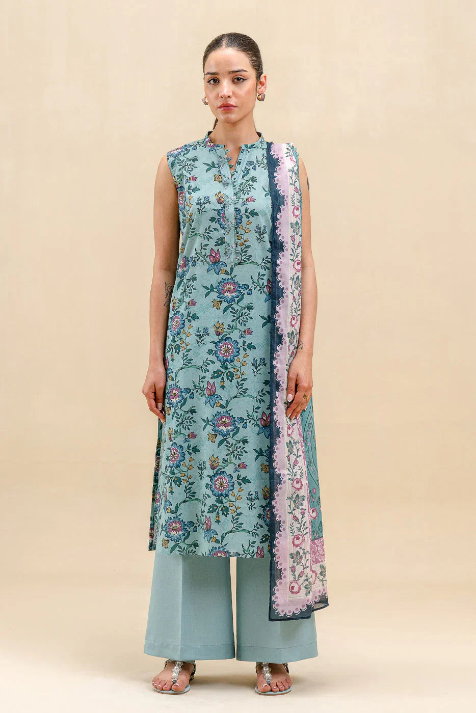 BEECHTREE Printed Lawn 3-Pcs Suit
