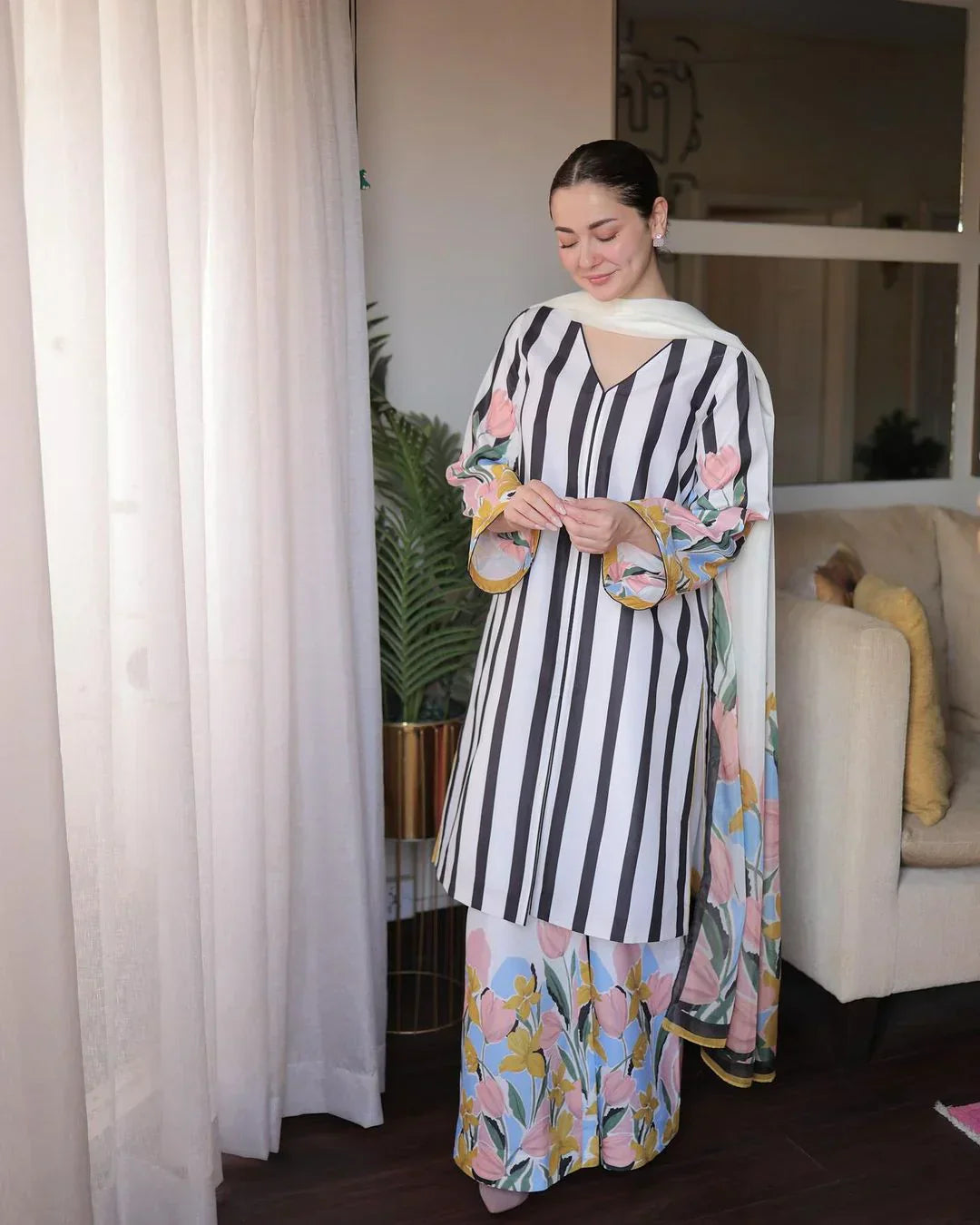 LULU SAR Silk Digital Print 3-Pc Suit