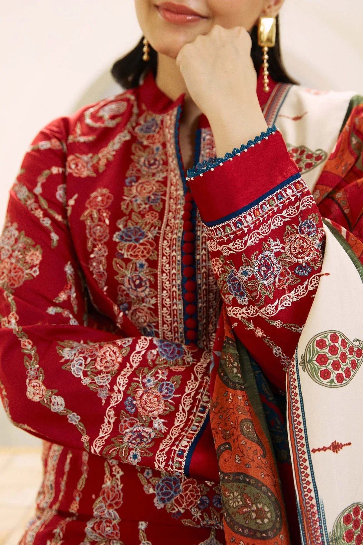 ZARA SHSHJAHAN Dhanak Embroidered 3-Pcs