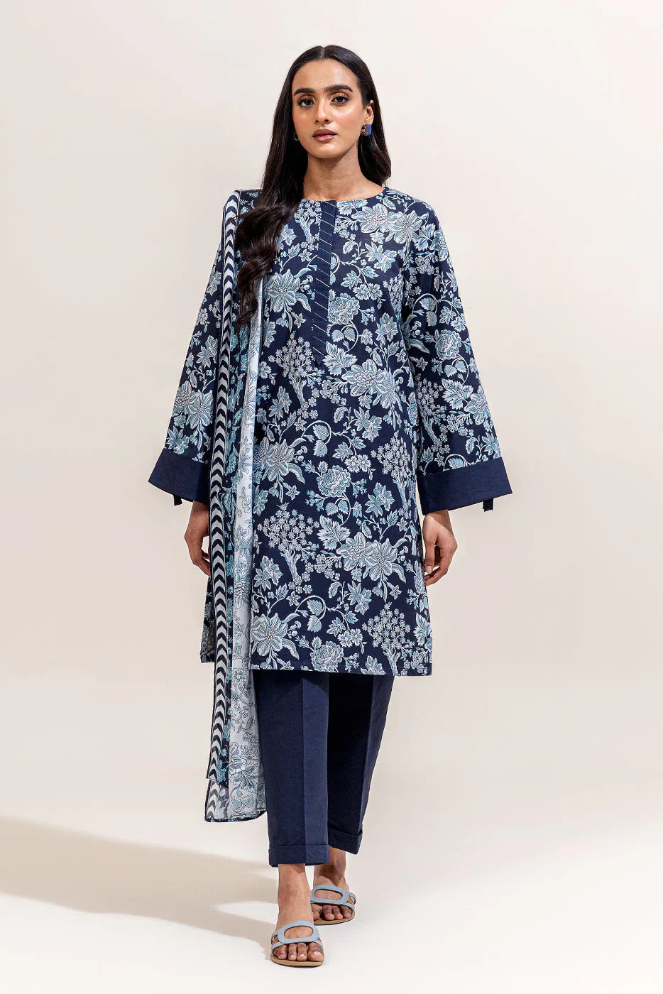 BEECHTREE Printed Lawn 3-Pcs  Suit