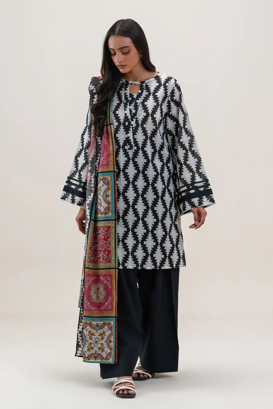 BEECHTREE Printed Lawn 3-Pcs  Suit