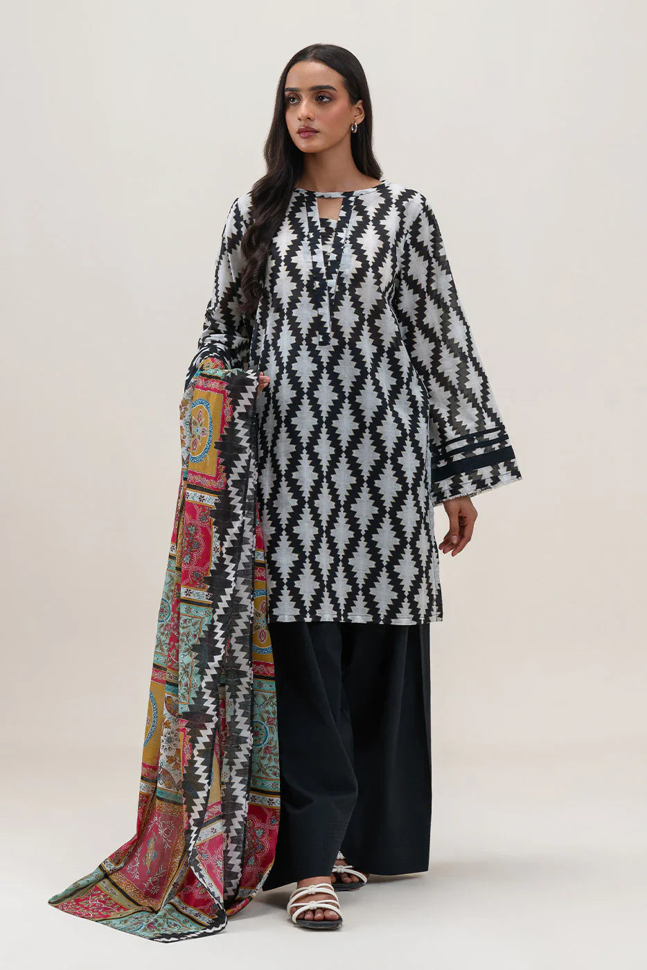 BEECHTREE Printed Lawn 3-Pcs  Suit