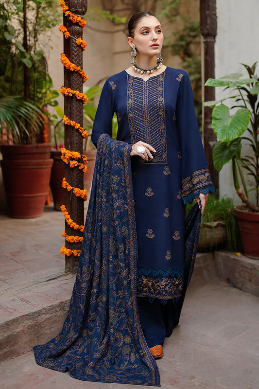 BREEZE Luxury Embroidered Dhanak 3-Pc Suit