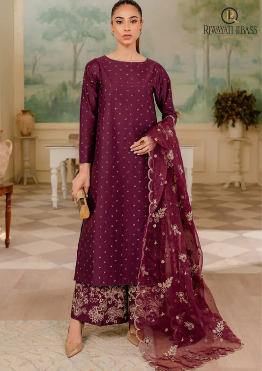 Berry Bloom Luxury Lawn 3-Pcs
