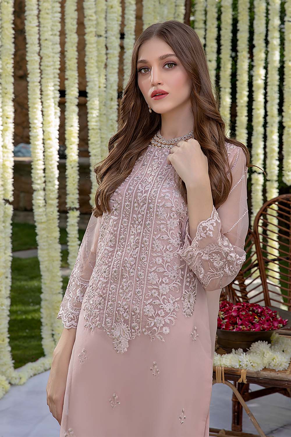 AZURE Organza Embroidered 2-Pc Suit
