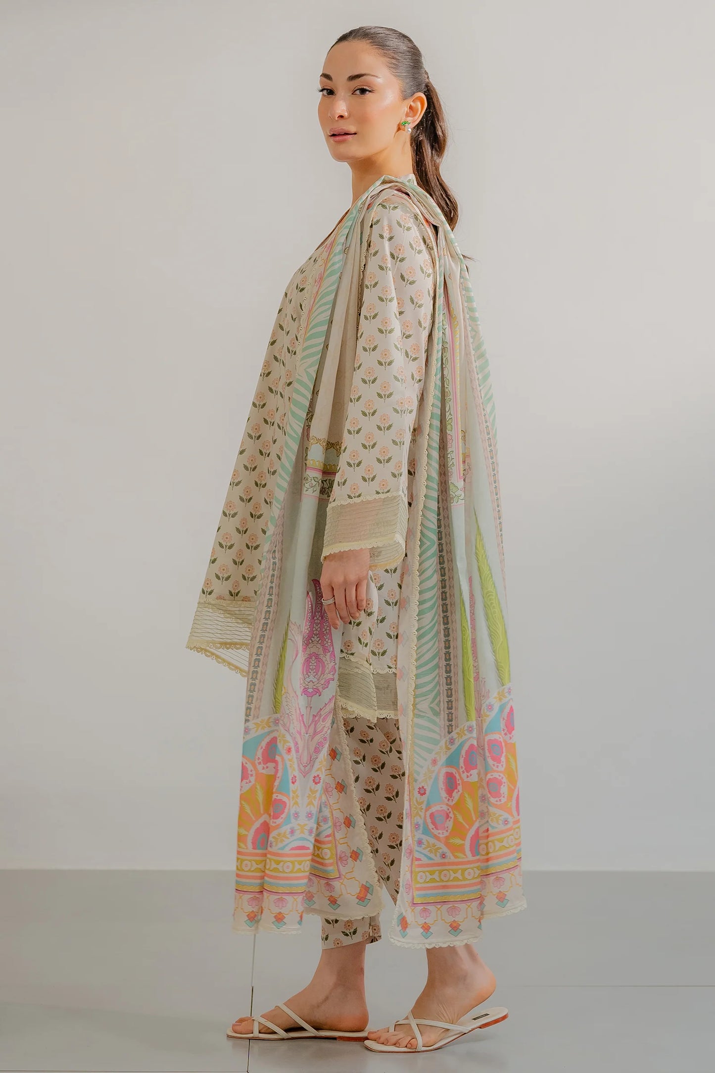 EGO Viscose Digital Printed 3-Pc Suit