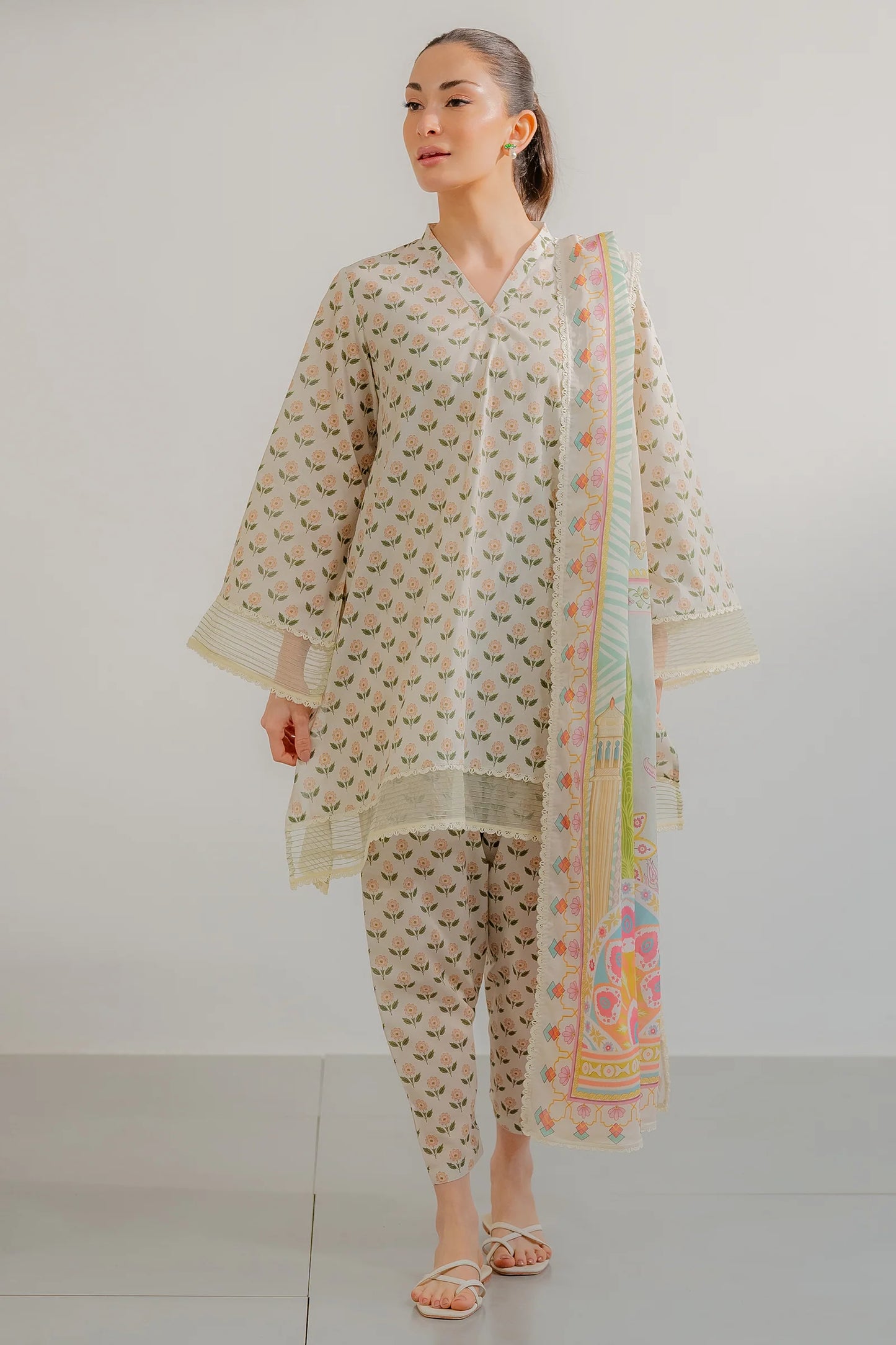 EGO Viscose Digital Printed 3-Pc Suit