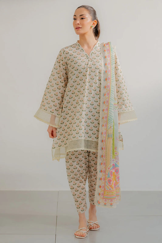 EGO Viscose Digital Printed 3-Pc Suit