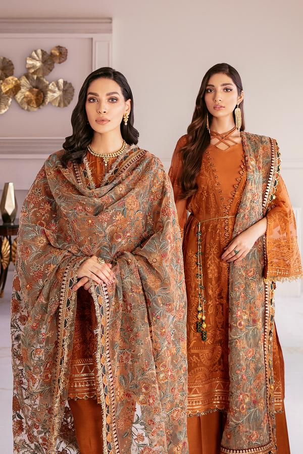 BAROQUE CHIFFON/NET 3-Pcs Suit
