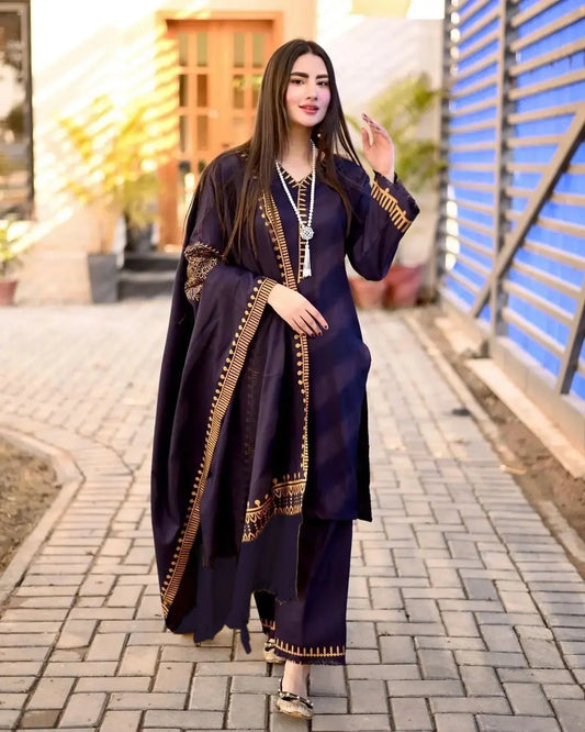 NAKOOSH Best Quality Lawn 3-Pcs Suit