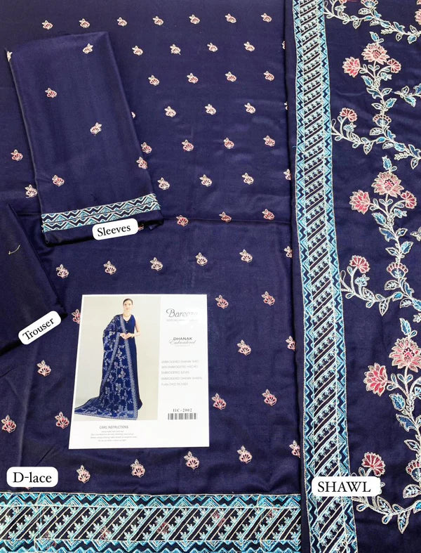 BREEZE Luxury Embroidered Dhanak 3-Pc Suit
