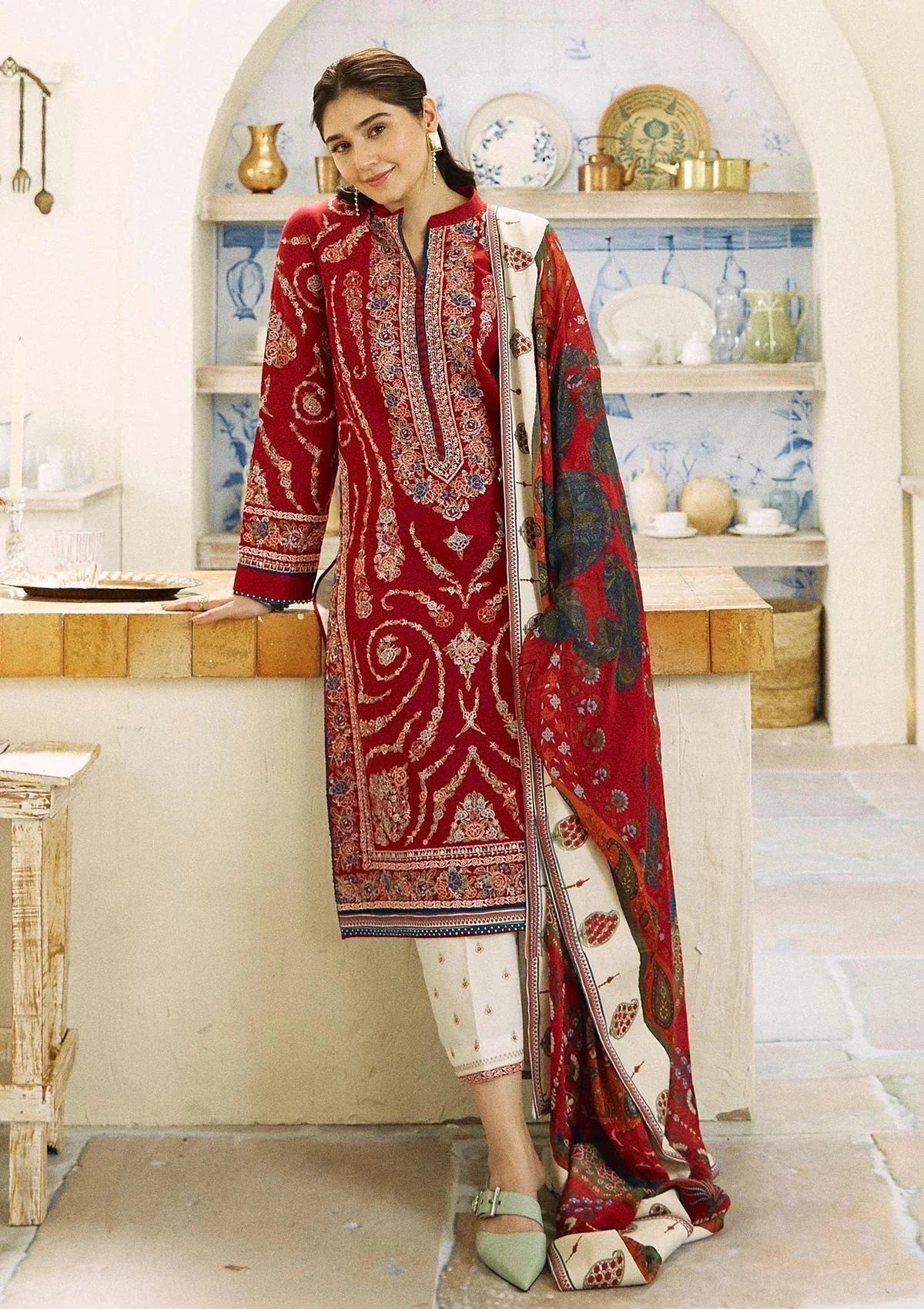 ZARA SHSHJAHAN Dhanak Embroidered 3-Pcs