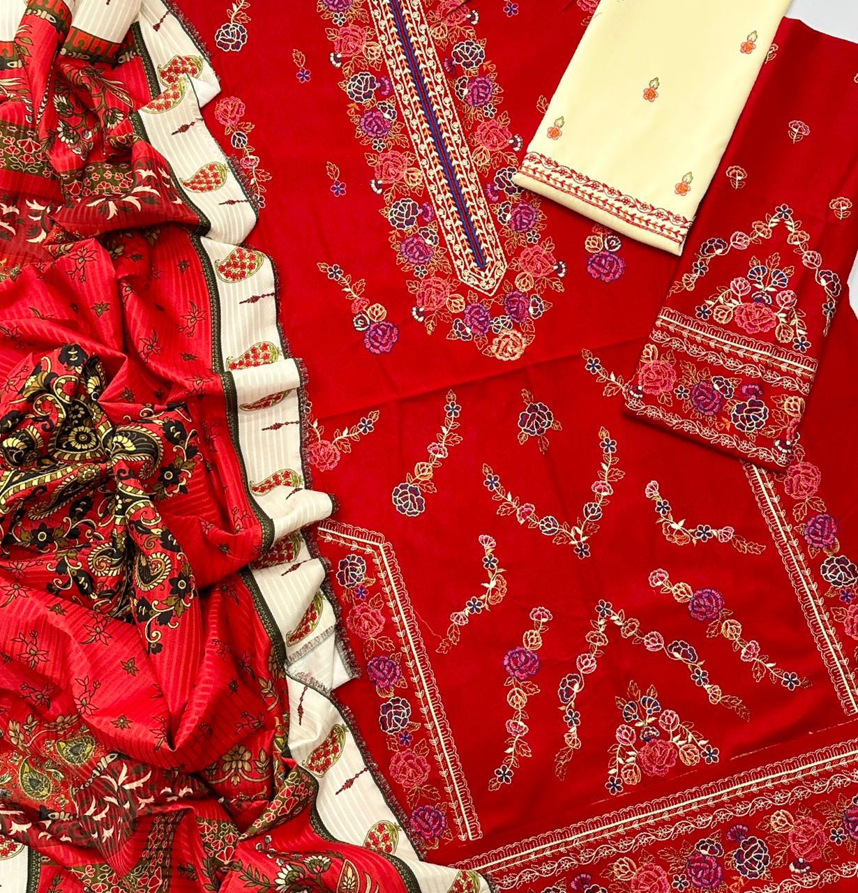 ZARA SHSHJAHAN Dhanak Embroidered 3-Pcs