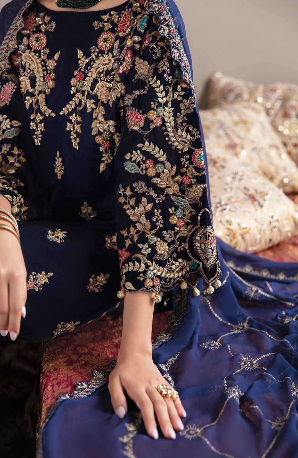 EMAAN ADEEL Satin Silk Wedding 3-Pcs