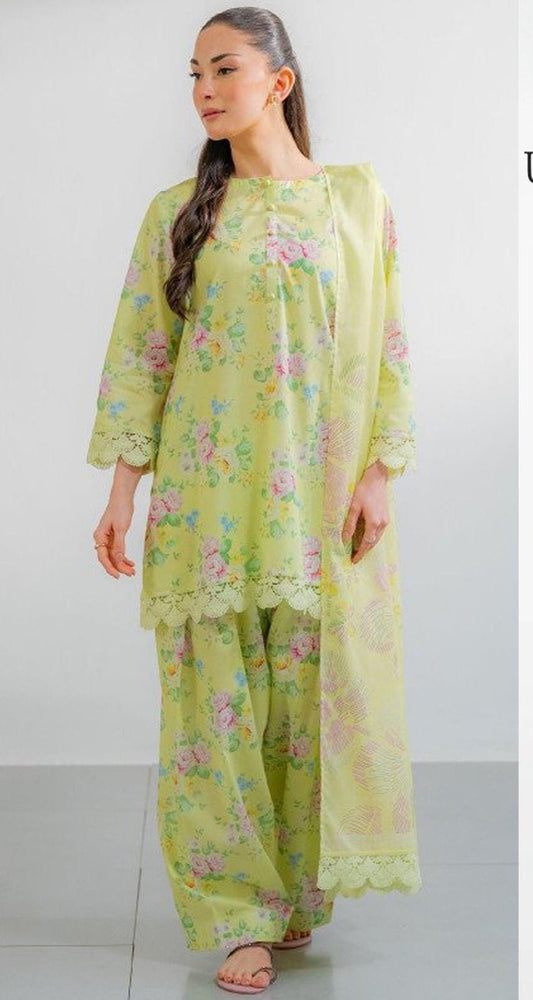 EGO Viscose Digital Printed 3-Pc Suit