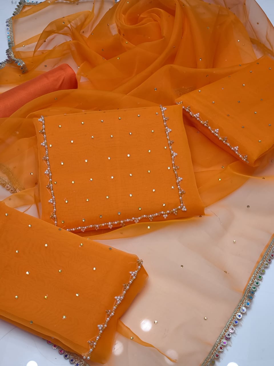 LULU SAR Organza Fancy Wear 3-Pc Sit