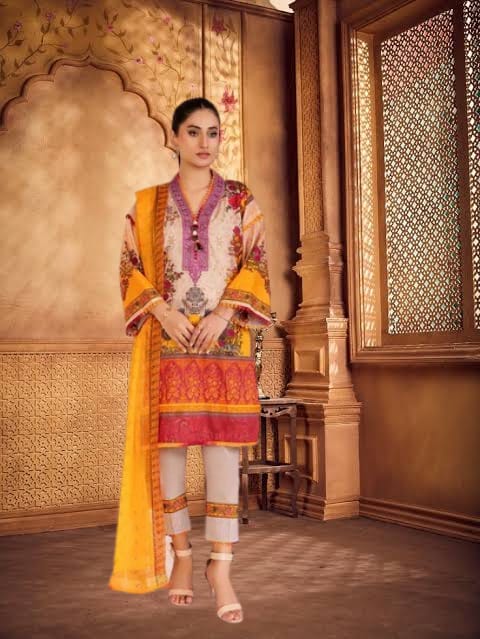 GUL AHMED -3PC Unstitched Printed Suit