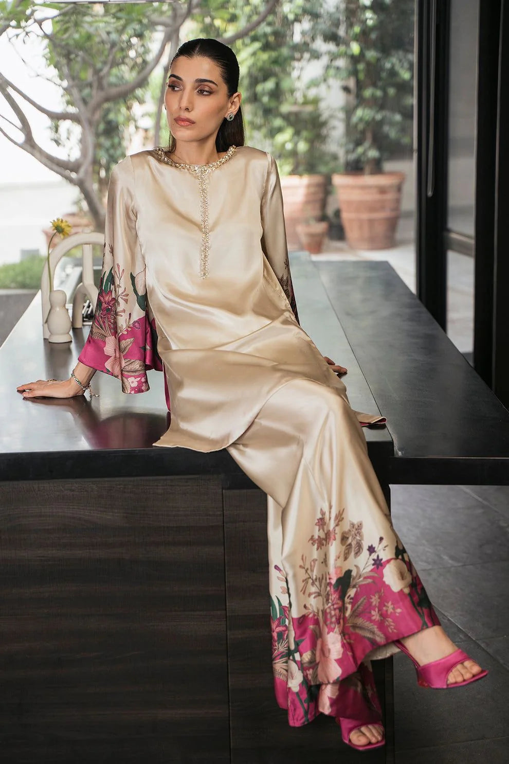 LULU SAR Silk Printed 3-Pc Suit