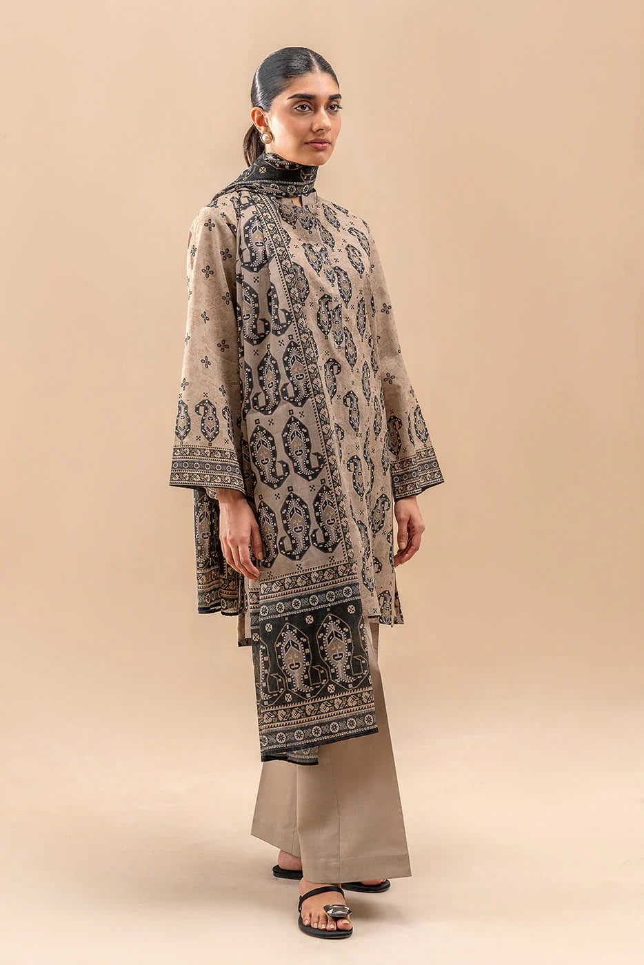 BEECHTREE Printed Lawn 3-Pcs  Suit