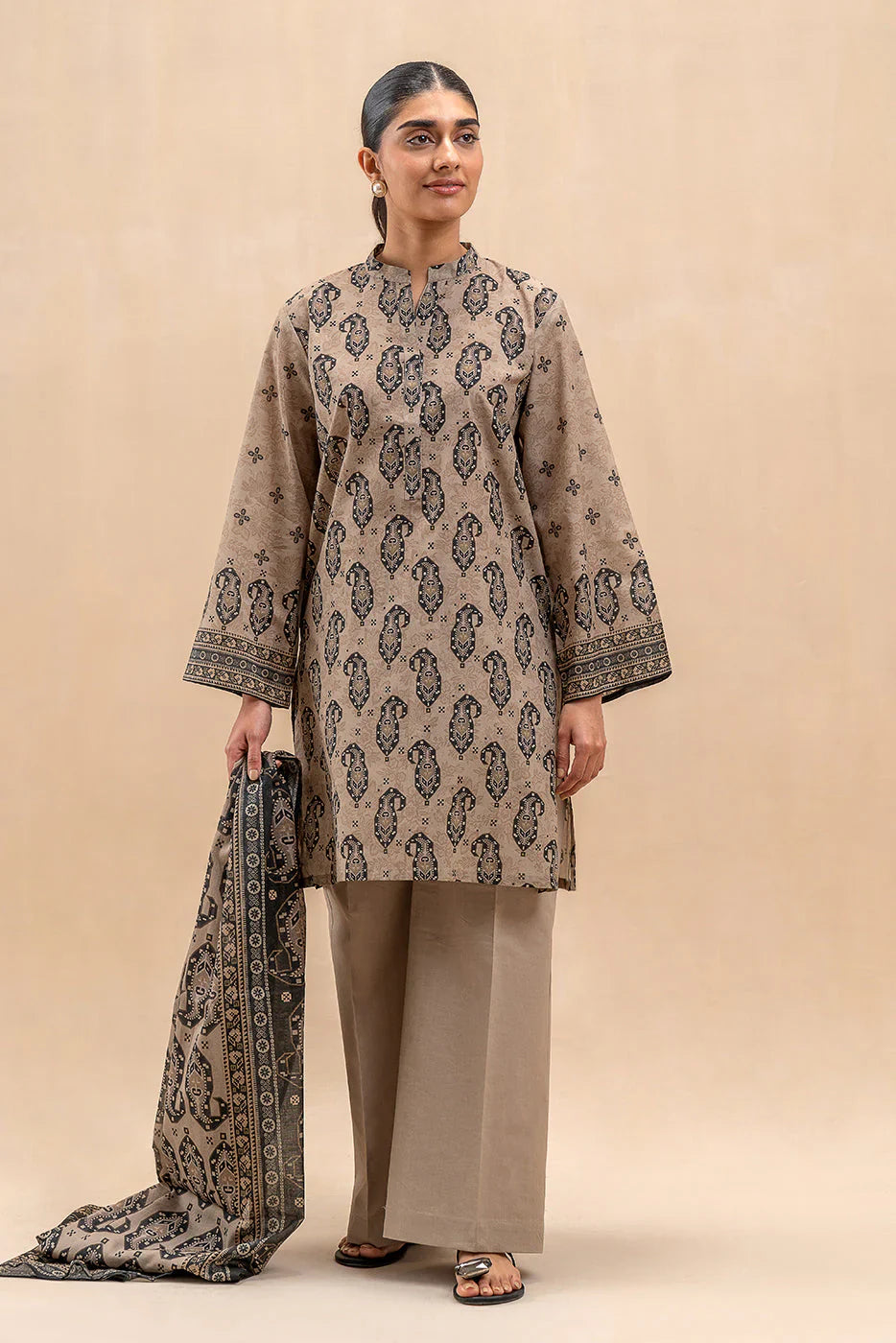 BEECHTREE Printed Lawn 3-Pcs  Suit