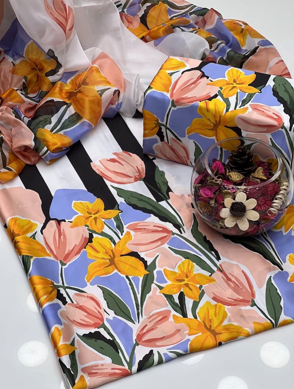 LULU SAR Silk Digital Print 3-Pc Suit